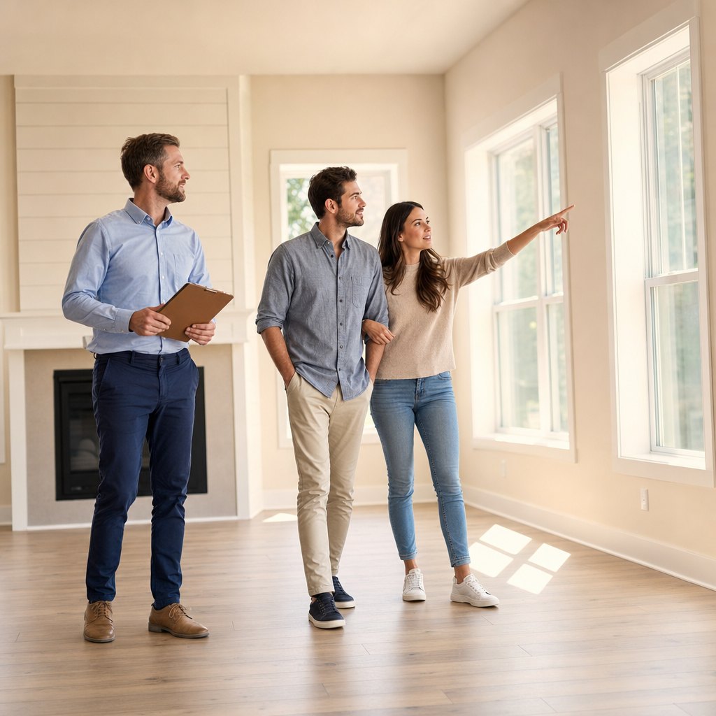 Pre-delivery inspection walkthrough of a finished home
