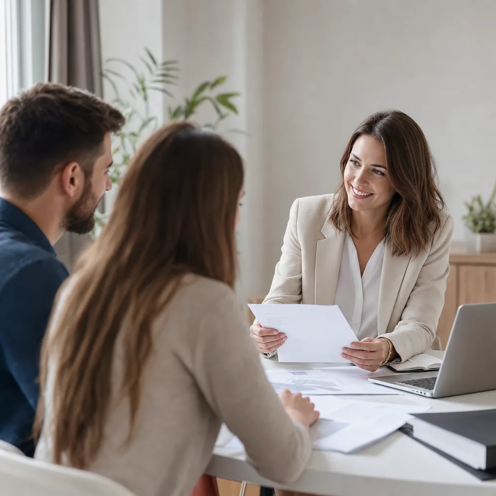 A couple reviewing a mortgage pre-approval with an advisor